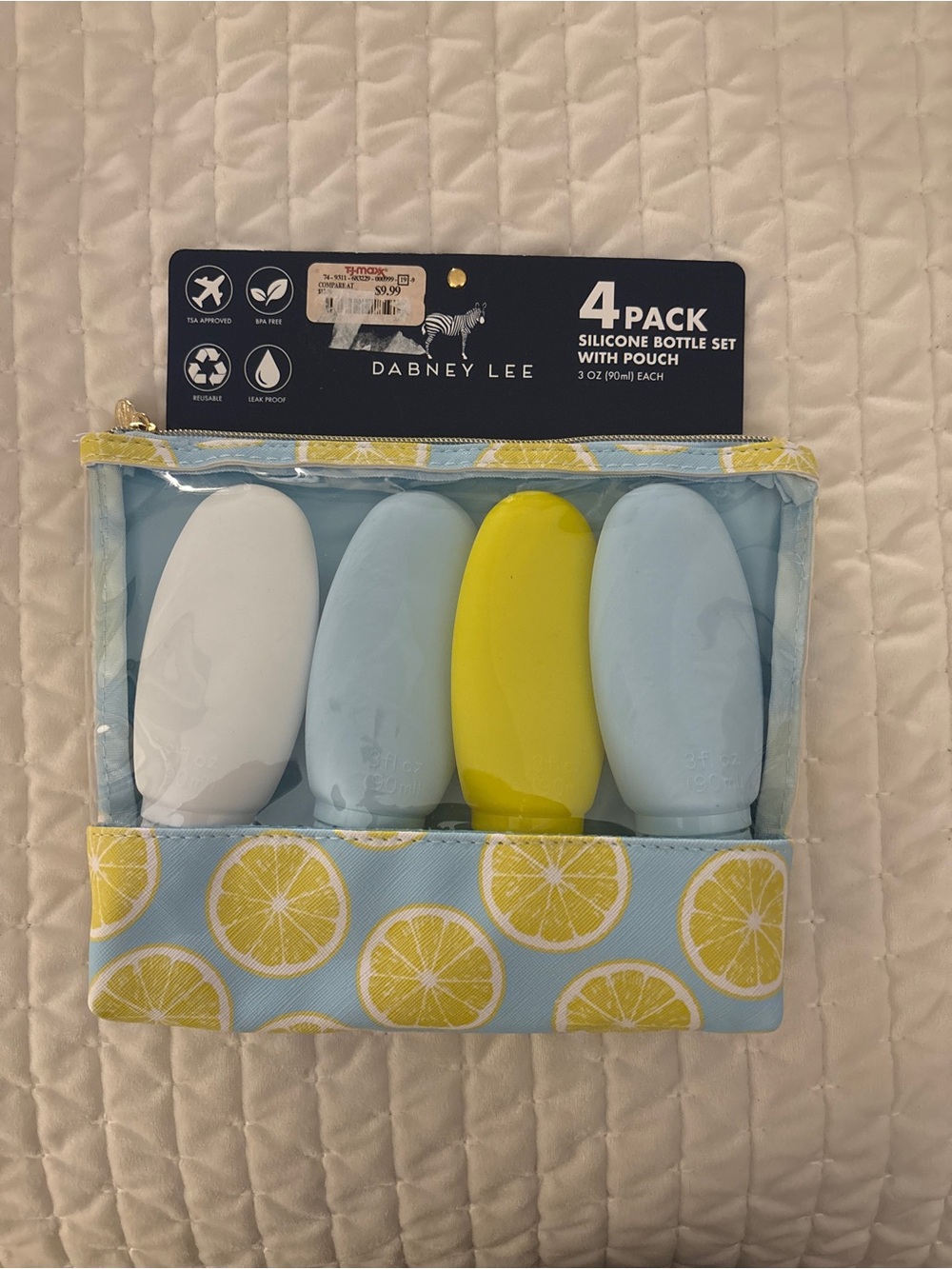 4-Pack Silicone Travel Bottles with Lemon Pouch